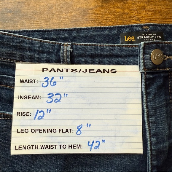 Lee Relaxed Fit Straight Leg Blue Jeans Womens Size 16 High Rise Instantly Slims - Picture 6 of 9
